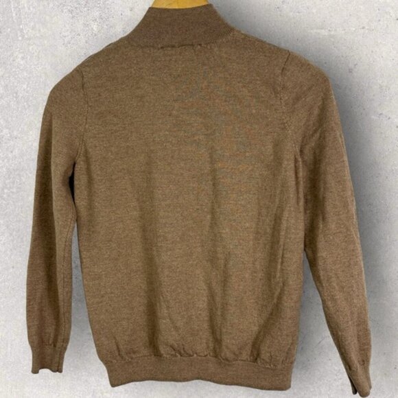 Sezane Merino Wool Sweater Button Shoulder Camel Brown Size Medium Turtleneck M - Picture 6 of 15